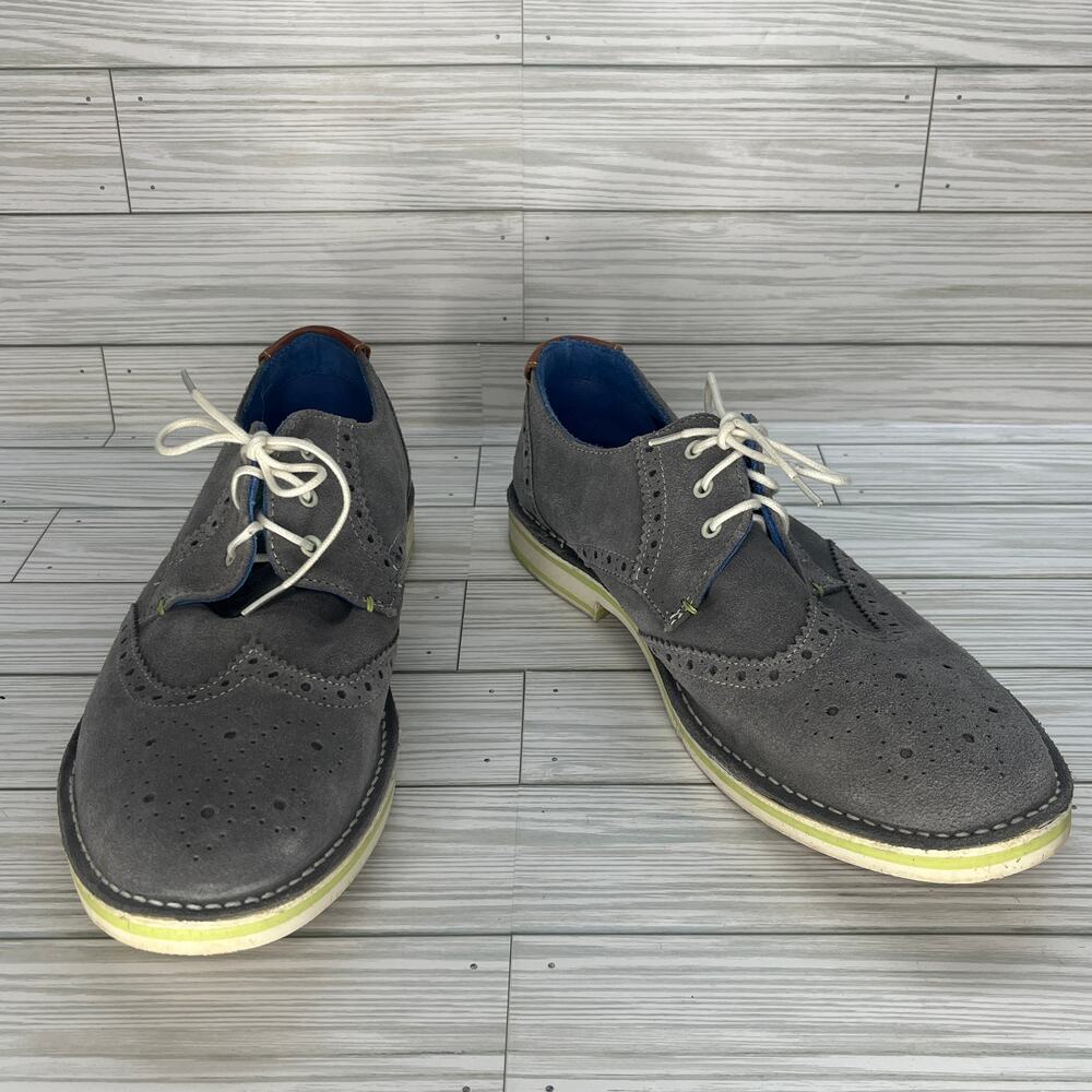 Ted Baker Men's Wingtip Gray Suede Leather Lace-up Oxford Dress Shoes Size‎ 11.5